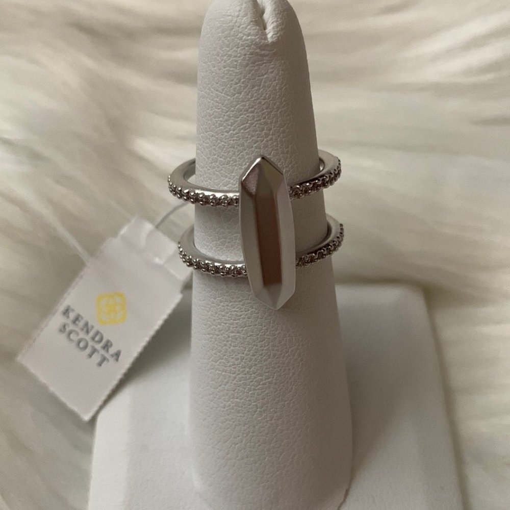 Kendra Scott Silver Faceted Stone Double-Band Statement Ring